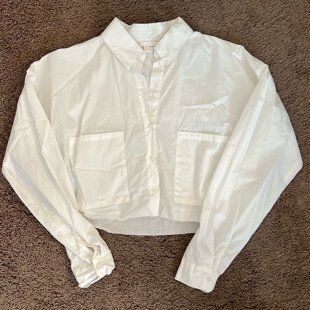 Gb White Cropped Button Down - image 1